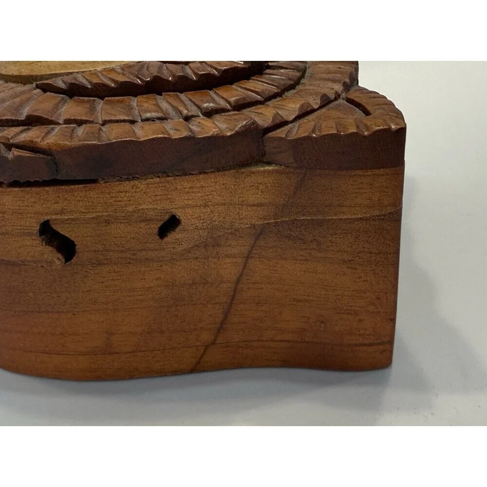 Vintage Handcrafted Wood Bear Jewelry Keepsake Trinket Box Hand Crafted